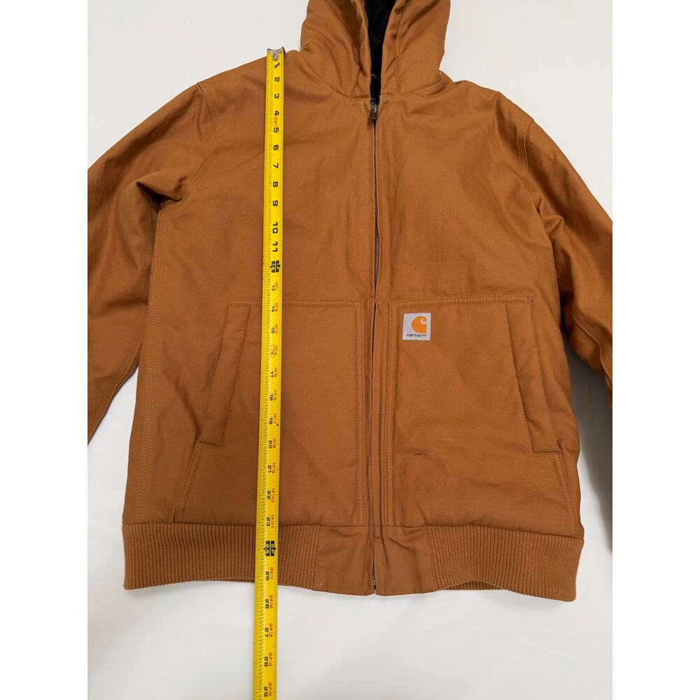 Carhartt Quilted Lined Hooded Jacket Boys Size Large (14-16) Tan Vintage Cotton - Picture 5 of 16